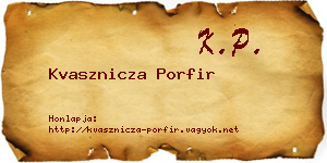 Kvasznicza Porfir névjegykártya